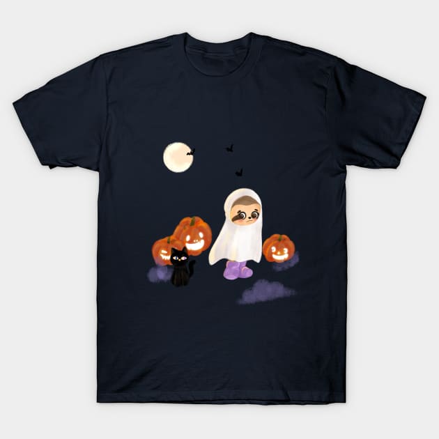 trick or treat cute litle sloth in gost costume T-Shirt by byjilooo